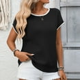 thumbnail image 2 of YUGYXL Sweater Vest Women Spring Summer Beach Casual Short Sleeve Crewneck Pullover Loose Fit Blouse Basic T Shirts Tops Black XL, 2 of 7