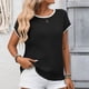 thumbnail image 1 of Tejiojio Women's Ribbed Knit Top Ruffled Trim Round Neck Short Sleeve Casual Summer Blouse, 1 of 7