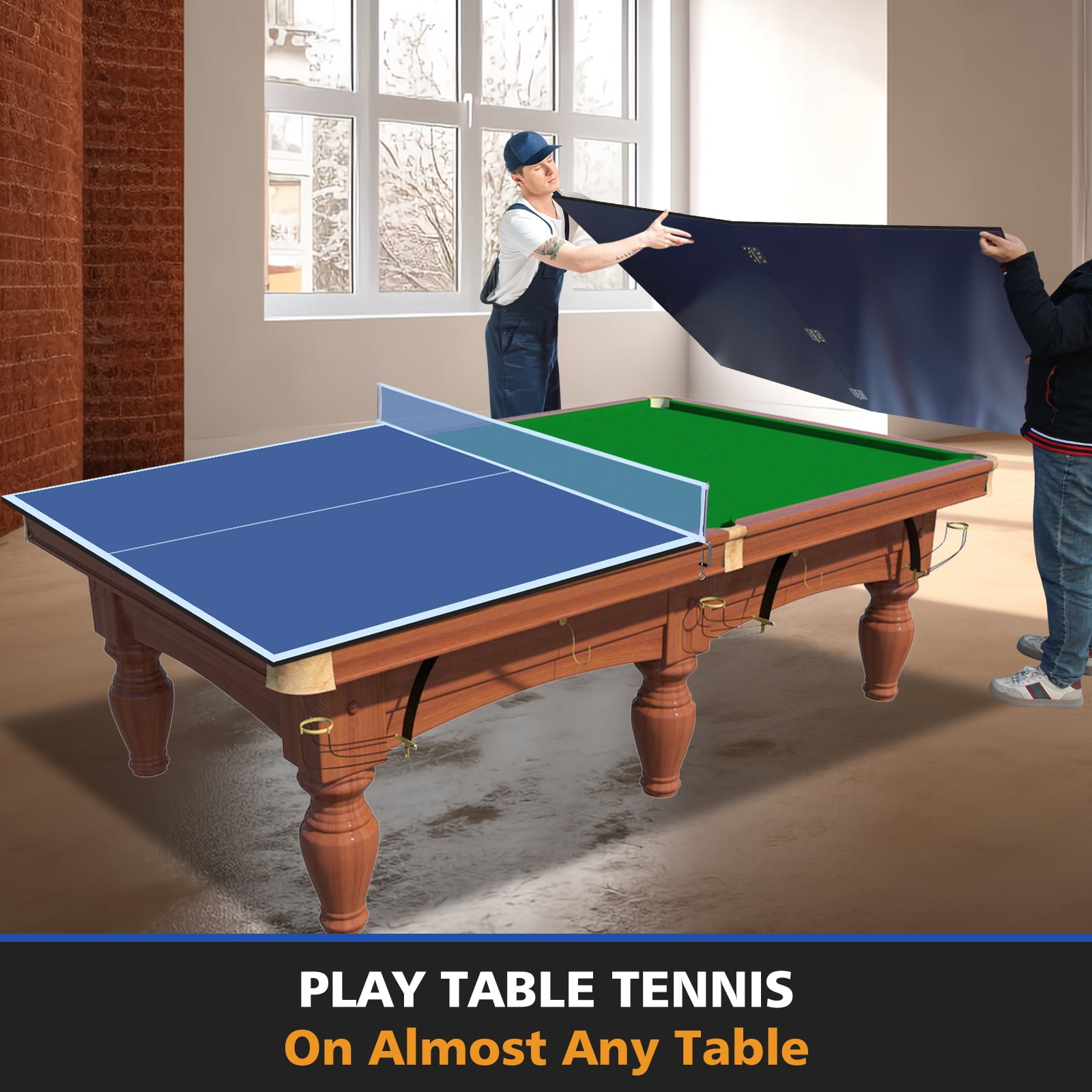 7ft Mid-Size Ping Pong Conversion Top, Foldable & Portable Table Tennis Table Top for for Indoor/Outdoor,Blue