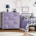 thumbnail image 3 of Sorbus Chest of 8 Drawers Dresser for Nursery & Children's Rooms, Wood Top, Fabric Drawers - Purple, 3 of 7