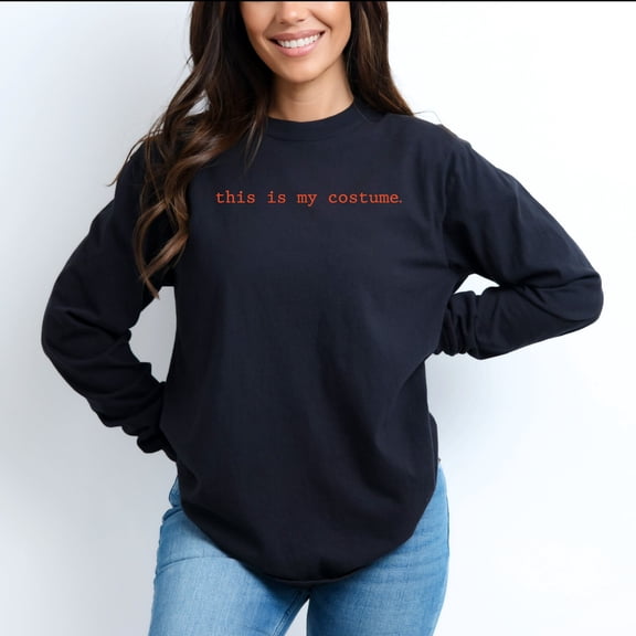 This Is My Costume Typewriter - Women's Garment Dyed Long Sleeve Graphic T-Shirt