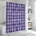 thumbnail image 5 of Polyester Fabric Purple Plaid Shower Curtain, Modern Art Checkered Farmhouse Waterproof Bathtub Curtain Bathroom Decor Set with Hooks 66 x 72 Inches, 5 of 6