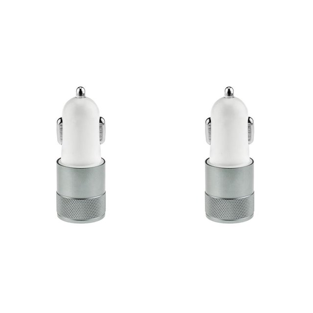 Cateissary 2.1A 1A Aleación 2 puertos USB de coche USB dual de carga inteligente universal para para teléfono móvil Android Gris 2piezas