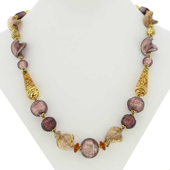 GlassOfVenice Murano Glass Necklace Splendor - Purple and Gold