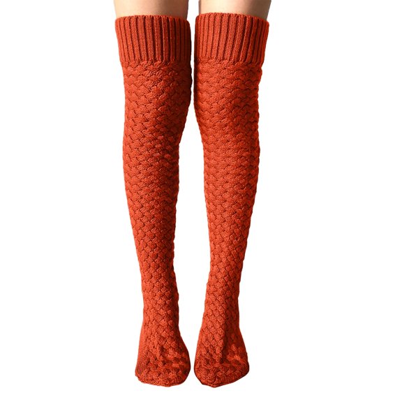 Fgnfyis Stockings for Ladies In High Style Women Warm Socks for The Girls In Warm Thigh OVER KNEE Long Christmas Knit Socks Red One Size