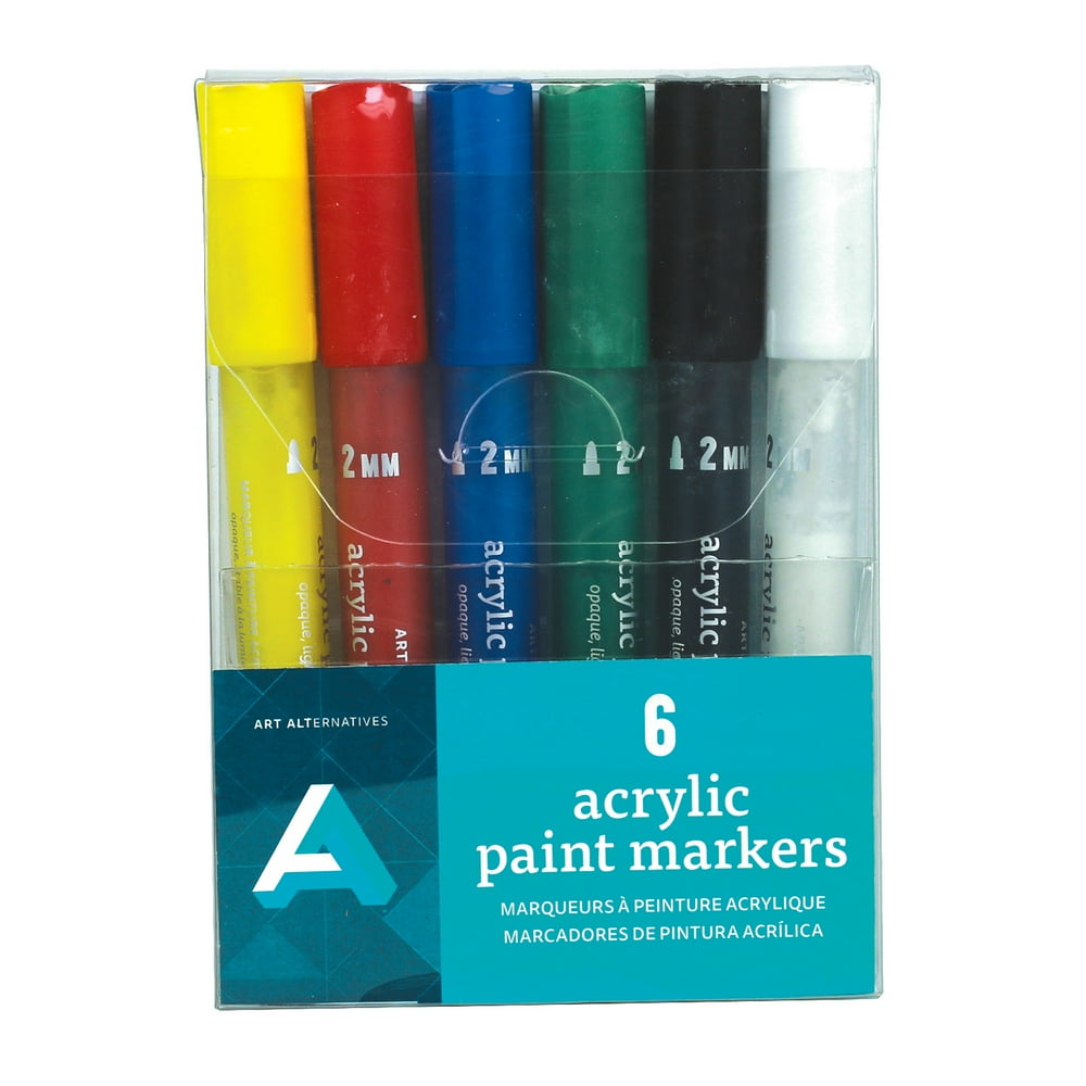 Art Alternatives Acrylic Paint Marker Set, 2mm, 6Colors