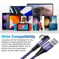 thumbnail image 3 of USB C Cable,USB a to USB C Cable 6ft 3Pack FiveBox Nylon Braided Right Angle Fast USB C Charging Cord Type C Charger Cord for Samsung,Black Purple, 3 of 7