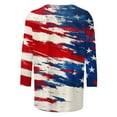 thumbnail image 5 of Cavosen Independence Day T Shirt Women Petite Independence Day 3/4 Sleeve Crew Neck T Shirts USA Star Striped Graphic Shirts Lady XL 4th of July Casual Shirts Red White and Blue Tunic Tees, 5 of 5
