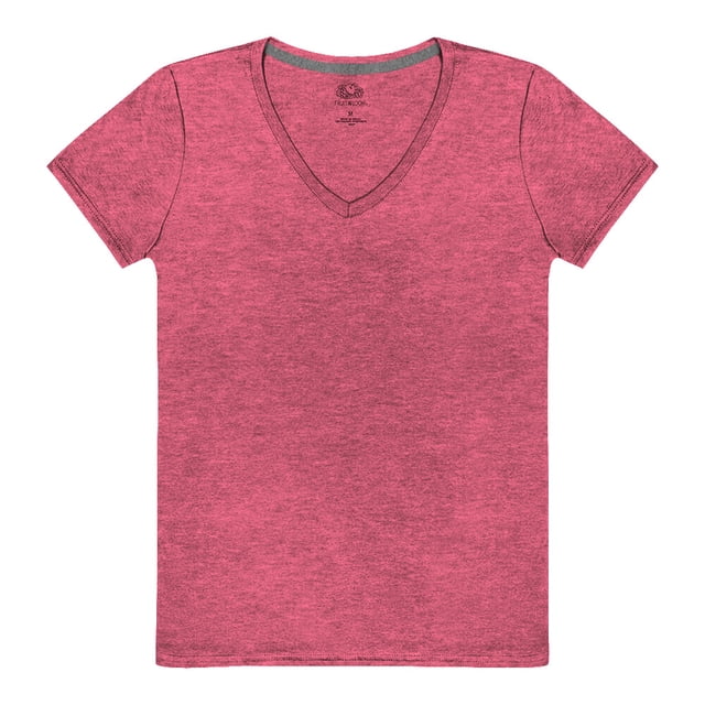 Playera Fruit of the Loom para Mujer, Manga Corta Cuello V, Rosa ,Talla M