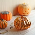 thumbnail image 3 of 1pcs Silver Glass Pumpkin Lights with Timer, Fall Pumpkin Lamps Tabletop Centerpiece Decorations Autumn Thanksgiving Home Halloween Decor,Style 1, 3 of 5