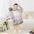 thumbnail image 6 of FORMRS Wearable Blanket Hoodie with Sleeves for Kids Cozy Flannel Sweatshirt, Purple Deer, 6 of 7