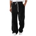 thumbnail image 3 of Havenre Mens Corduroy Casual Pants Fashion Loose Fit Wide Leg Pants Straight Sweatpants Elastic Waist Drawstring Jogger Sweat Pants with Pockets Black L, 3 of 10