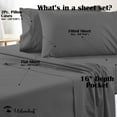 thumbnail image 2 of Sateen Weave Sheets, Giza Cotton Sheets Queen Size 1000 Thread Count, Cooling Bed Sheets Deep Pocket Sheet Set for Premium Hotel-Quality, Elephant Grey, 2 of 5