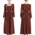 thumbnail image 2 of Lovzfmll Robe Médiévale à Manches Longues et Col Rond pour Femmes, Café, m, 2 of 3