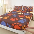 thumbnail image 4 of Homewish Vintage Paw Print Queen Sheets,Brown Queen Sheet Sets,4pcs,1 Flat Sheet, 1 Fitted Sheet and 2 Pillowcases, 4 of 6