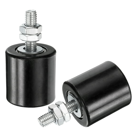 2Pack Slide Gate Guide Roller, 1.7" Nylon Rollers Gate Support Assembly, Universal Sealed Ball Bearing Rolling Gate Guider for Sliding Door, Black