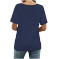 thumbnail image 4 of Turilly Women's Fashionable Casual T-Shirts Loose Round Neck Short Sleeved Solid Color Top Navy XL, 4 of 6
