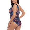 thumbnail image 4 of Picia Skull starry sky flower Pattern Women's One Piece Swimsuits,One Shoulder Swimwear Asymmetric ,Ruffle Monokinis Bathing Suits,High Waisted Flattering Bathing Suits-Medium, 4 of 8