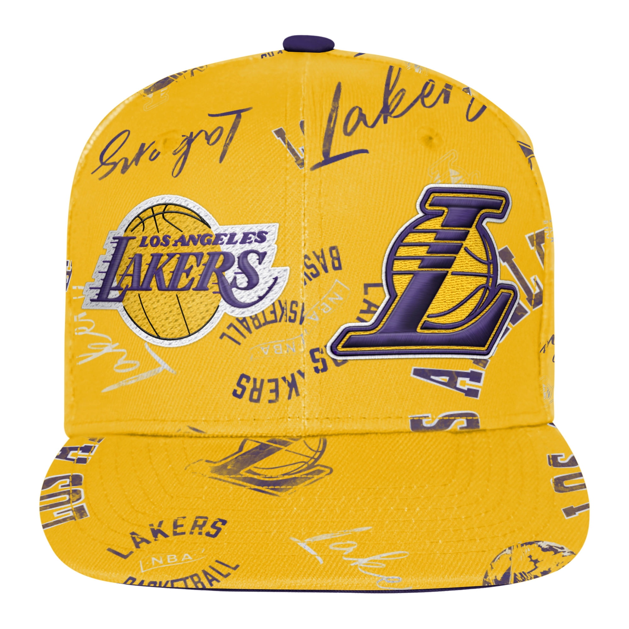 Youth Outerstuff  Gold Los Angeles Lakers Street Hooper Allover Print Snapback Hat