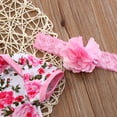 thumbnail image 4 of Qtinghua 3Pcs Newborn Baby Girls Clothes Short Sleeve Romper Leopard Floral Jumpsuit Bodysuit+Shoes+Headband Set Pink 0-3 Months, 4 of 6