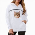 thumbnail image 5 of NOLDARES Cat Pouch Hoodie for Women Kangaroo Pocket Dog Pouch Sweatshirts Pet Carrier Animal Holder Long Sleeve Pullover Tops,Light Gray,M, 5 of 9