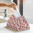 thumbnail image 6 of Zufioo Floral Strawberr Print Long Leather Tissue Bag, PVC Waterproof Napkin Facial Tissue Organizer Dispenser for Living Room, Office, Desk, 6 of 7