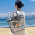 thumbnail image 2 of Bolsa de playa con asa  para mujer, de, unisex, para natación, con red interior, pleble, 2 of 6