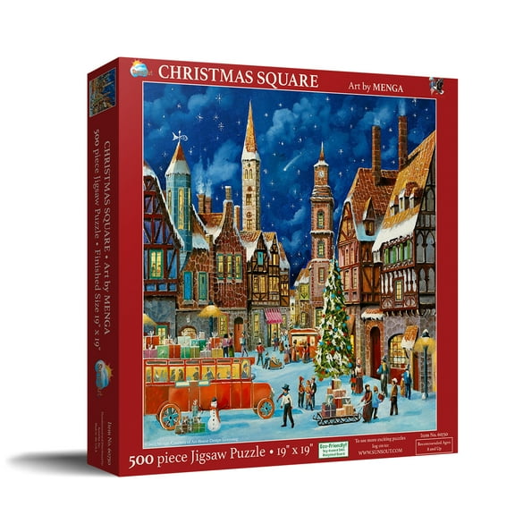 SUNSOUT INC - Christmas Square - 500 pc Jigsaw Puzzle by Artist: Menga - Finished Size 19" x 19" Christmas - MPN# 60750