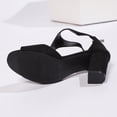 thumbnail image 2 of Xucatan Women's Peep Toe Chunky Heel Sandals, T Strap Suede Shoes with Back Zipper, Open Toe Comfortable Dress Heels, Versatile Spring Summer Party Footwear Gift, 2 of 9