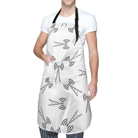 

Kdxio Antenna Icon Apron with Pockets Adjustable Kitchen Aprons for Men Women Waterproof Aprons for Cooking Drawing Crafting Baking Household Cleaning