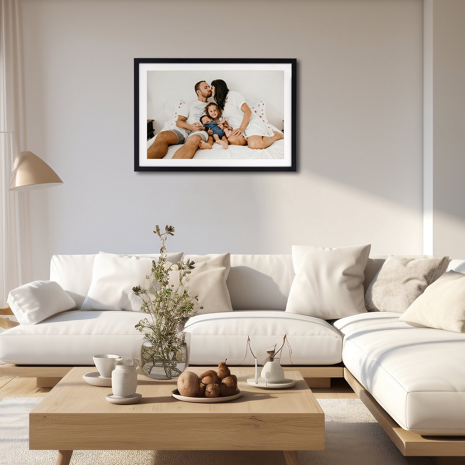 11x17 Picture Frame with Mat, 13x19 Photo Frame without Mat for Wall Mount or Tabletop, Black