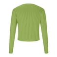 thumbnail image 5 of miqiqism Women's Long Sleeve Knit Sweater Juniors Trendy Open Front Cardigan Teen Girls Button Open Front Loose Outerwear Fashion Solid Color Cropped Clothes,Green,Small, 5 of 6