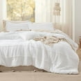 thumbnail image 2 of King Comforter Set - 4 Pieces Pinch Pleat Bed Set, White Boho Bedding for All Season, 1 Soft Comforter, 2 Pillowcases, 1 Decorative Pillow, 2 of 7