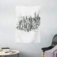 thumbnail image 1 of New York Tapestry, Sketchy New York Historical Western Center Downtown Modern USA Illustration Print, Wall Hanging for Bedroom Living Room Dorm Decor, 40W X 60L Inches, Grey White, by Ambesonne, 1 of 2