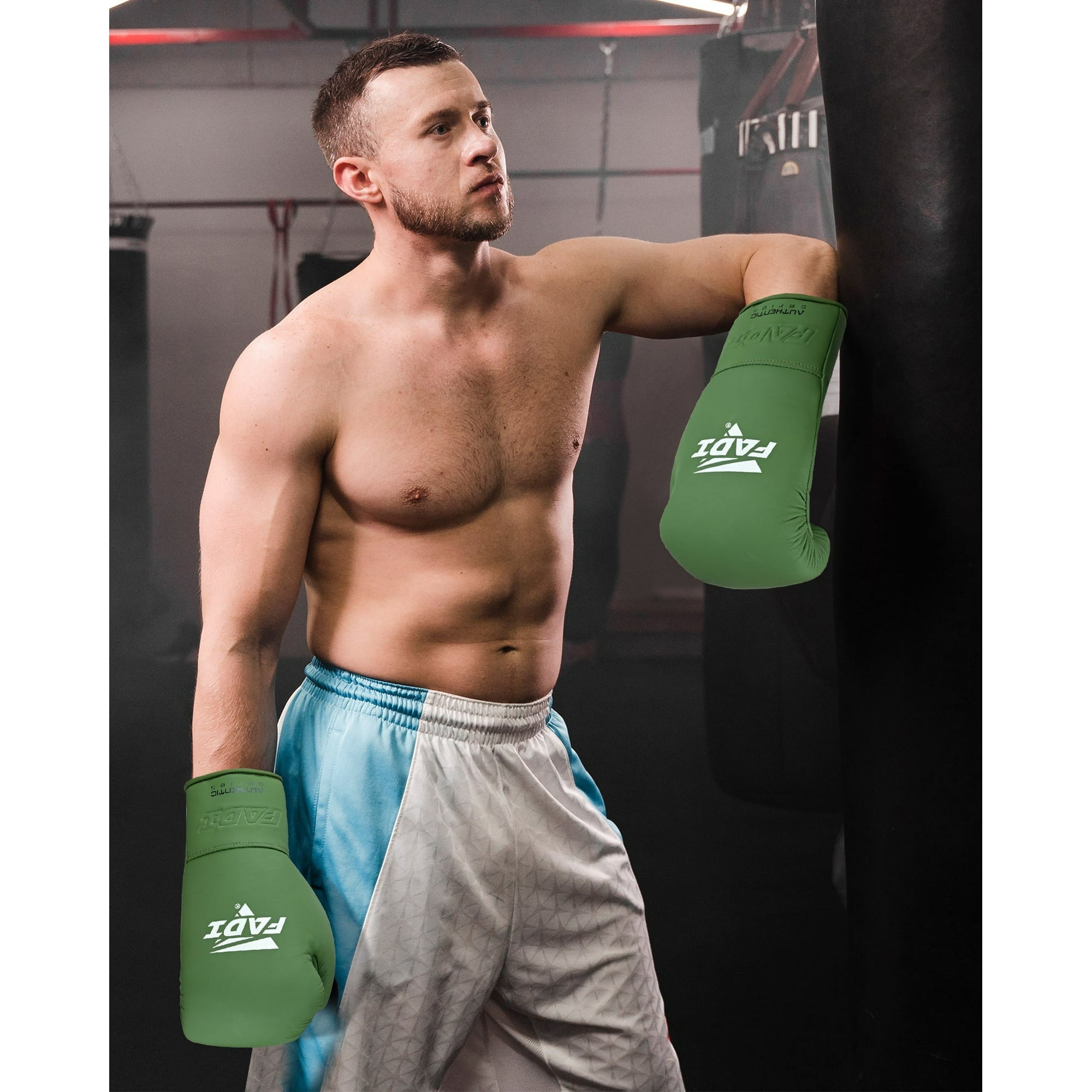 Fadi Sports A2 Lace-Up Boxing Gloves, for Training & Sparring, Matte Cowhide Leather, Green - 10 oz