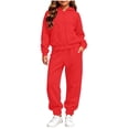 thumbnail image 3 of Husipze Sweat Suit Set 2 Piece Zip up Solid Hooded Sweatshirt and Tapered Jogger Sweatpants with Pockets Soft Fleece Tracksuit Red 7-8 Years, 3 of 8