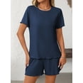 thumbnail image 5 of EASYBRA Women Pants Suit Solid Color Casual Two Piece Outfit Three Quarter Sleeve and Pants All Season S-XL, 5 of 7