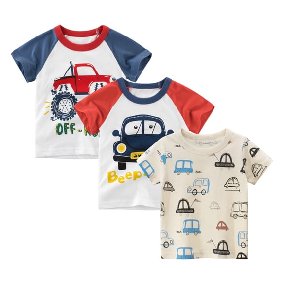 CHOYURME CHONYURM Toddler Boys Summer Cotton Short-Sleeve Graphic T-shirt,Pack of 3