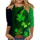 thumbnail image 2 of RKSTN 3/4 Length Sleeve Womens Tops Oversized Crewneck St Patricks Day Lucky Shamrocks Graphic Print T Shirt Womens Casual Plus Size Round Neck Loose Irish Festivities Three Quarter Sleeve Shirt, 2 of 6