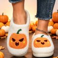 thumbnail image 2 of Halloween Pumpkin Face Slippers For Women Cute House Slippers Soft Warm Fuzzy Indoor Home Shoes, 2 of 6