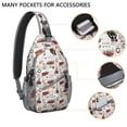 thumbnail image 2 of Sling Backpack,White Christmas Truck and Tree Pattern Sling Bag with Water Bottle Holder,Waterproof Sling Bag for Men/Women with Headphone Jack for Hiking,Travel, 2 of 6