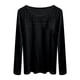 thumbnail image 4 of MHFRRA Camiseta Holgada de Manga Larga con Aberturas para Mujer, Informal, de Otoño, con Cuello Acanalado Negro, 4 of 5