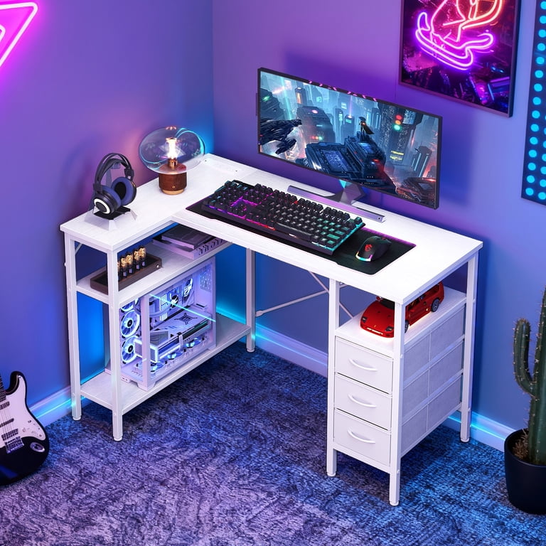 Edx 47 Inch L Shaped Desk with Power Outlets, Computer Desk with 3
