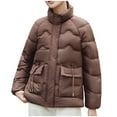 thumbnail image 2 of Pounoo Womens Puffer Jackets Winter Zip Up Solid Color Thickened Warm Coat Quilted Stand Collar Jackets Comfy Casual Padded Coat with Pockets Gift, 2 of 8