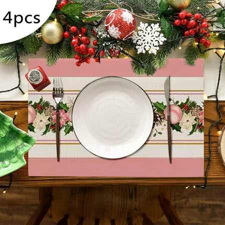 

Clear Table Mats Rubber 4PCS Christmas Placemat Flax Tablecloth Thermal Mat Kitchen Table Mat