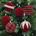 thumbnail image 5 of 6 Pcs Flocked Christmas Ball Ornaments 3.15 in, Velvet Tree Baubles Set with Hanging Cord for Holiday Decor, 5 of 6