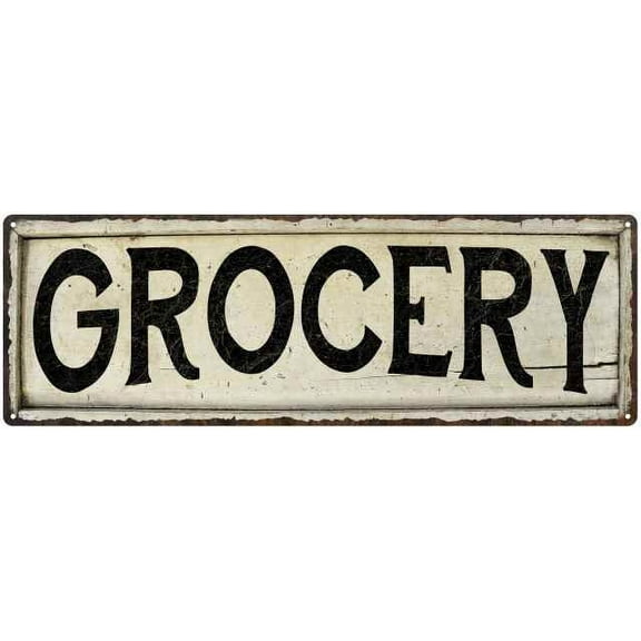 Grocery Chic Vintage Look Farm House Wall Décor 6x18 Metal Sign 206180028072