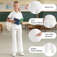 thumbnail image 4 of Uniform Pants for Girls Elastic Waist Bell Bottom White Uniform Pants Girls Back to School Clothes Size 5-16 Years, 4 of 7