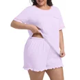 thumbnail image 2 of Cueply Women’s Plus Size Pajama Set Short Sleeve Top & Ruffle Shorts 2-Piece Sleepwear Soft Stretchy Loungewear with Elastic Waist, 2 of 7