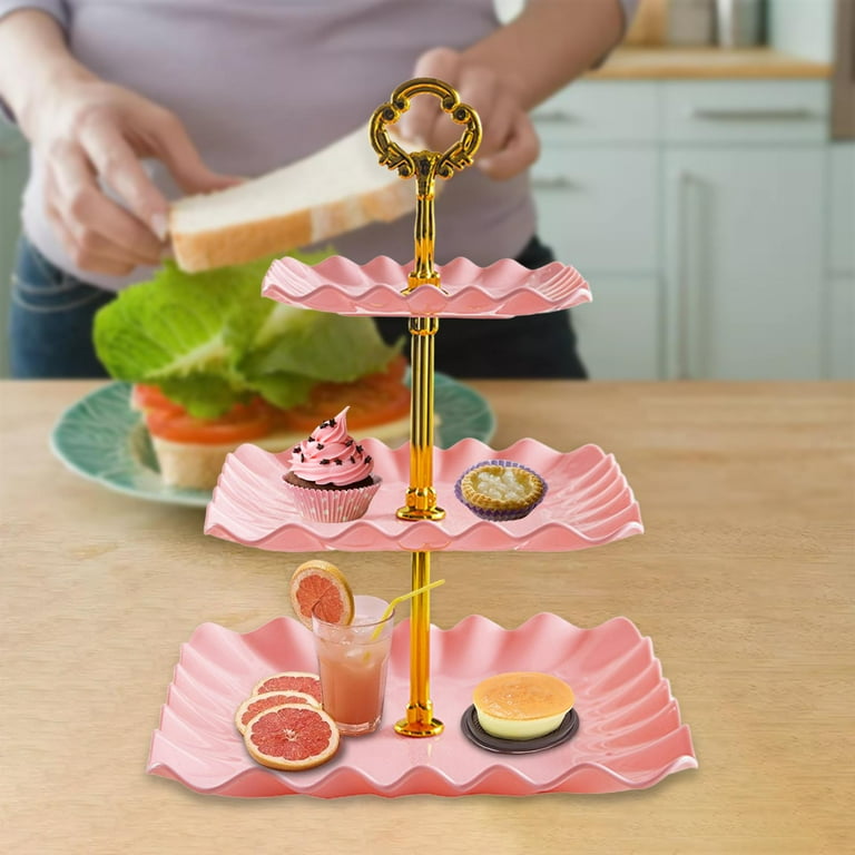 Cake Stand Pcs Cup Set Pink Plastic Dessert Table Display Set